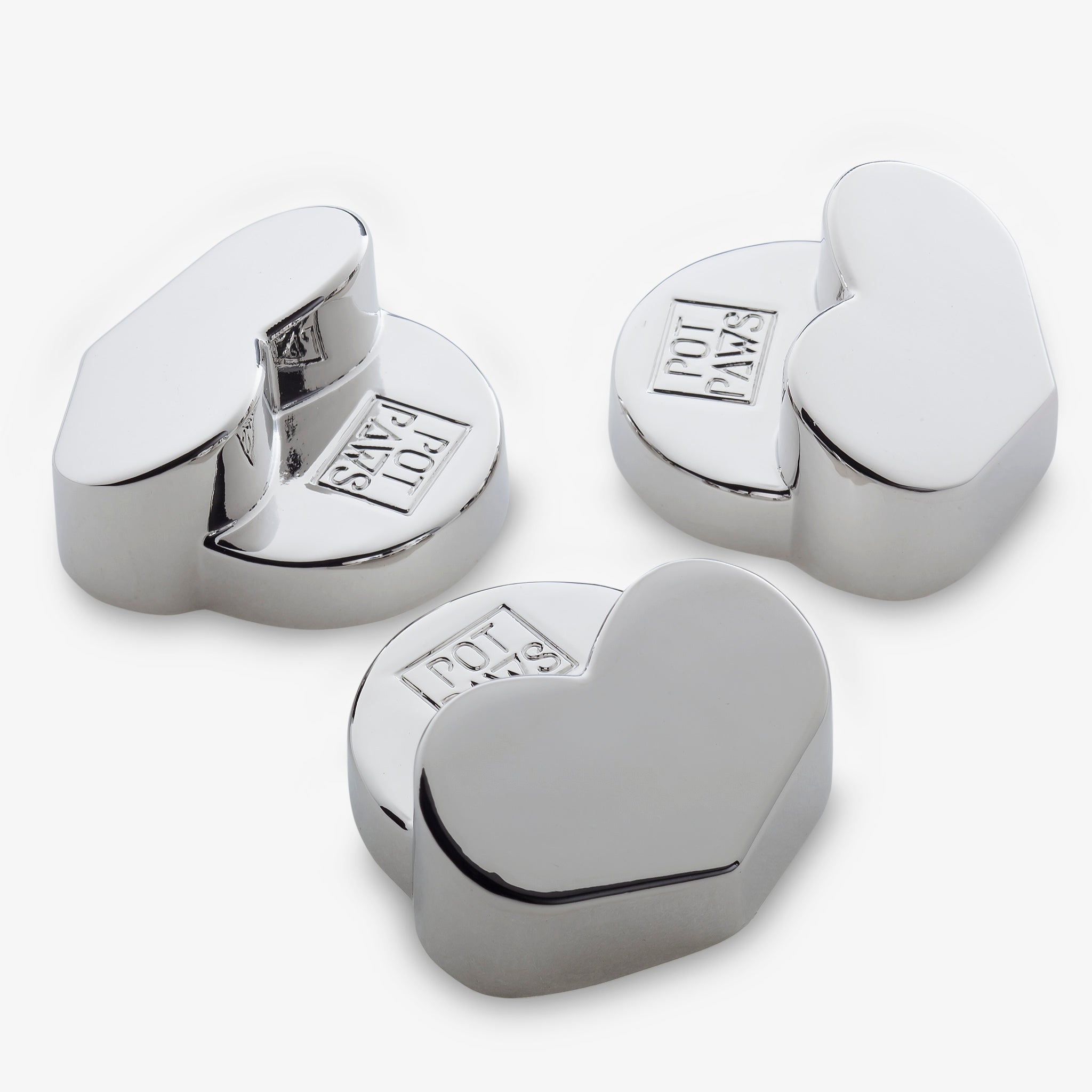 heart shape Pot Paws in silver color plant feet for pots and planters