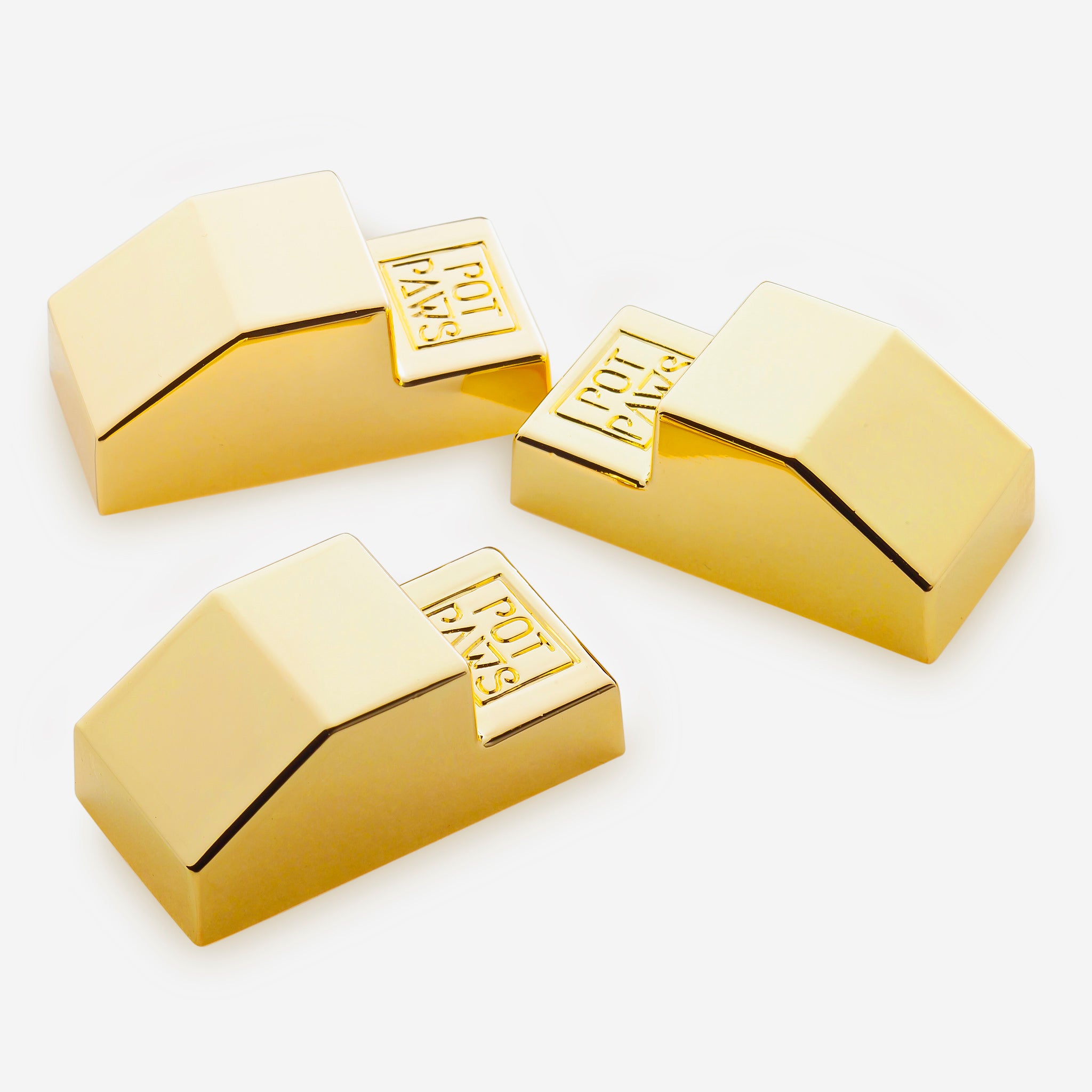 “Set of rectangle golden Pot Paws plant feet for small pots and planters”